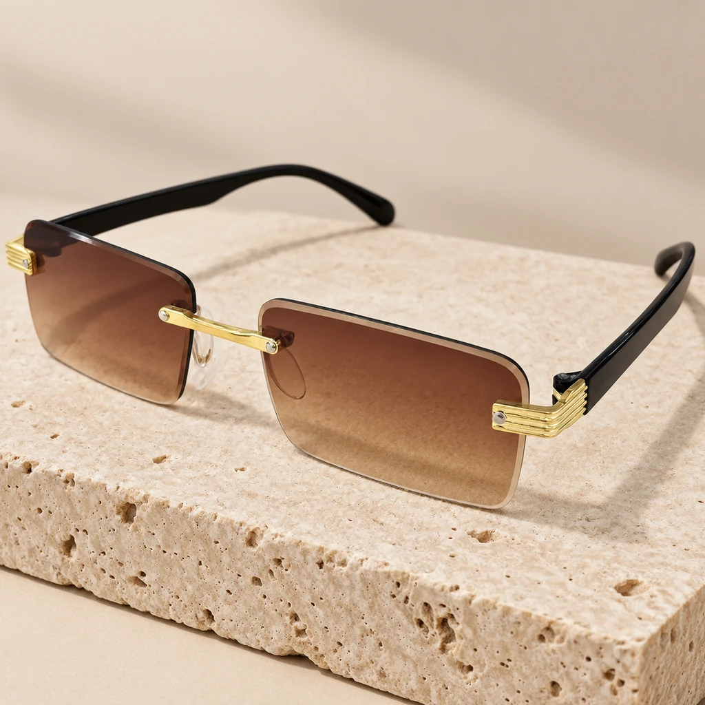 CELINE-SUNGLASS-7 عینک آفتابی سلین CELINE استاندارد UV فریم لس یونیسکس قهوه ای - Image 1