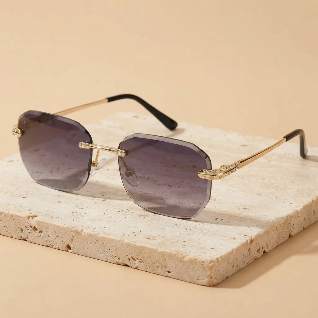 CELINE-SUNGLASS-FRAMELESS عینک آفتابی سلین CELINE استاندارد UV فریم لس یونیسکس مشکی سایه دار - Image 1